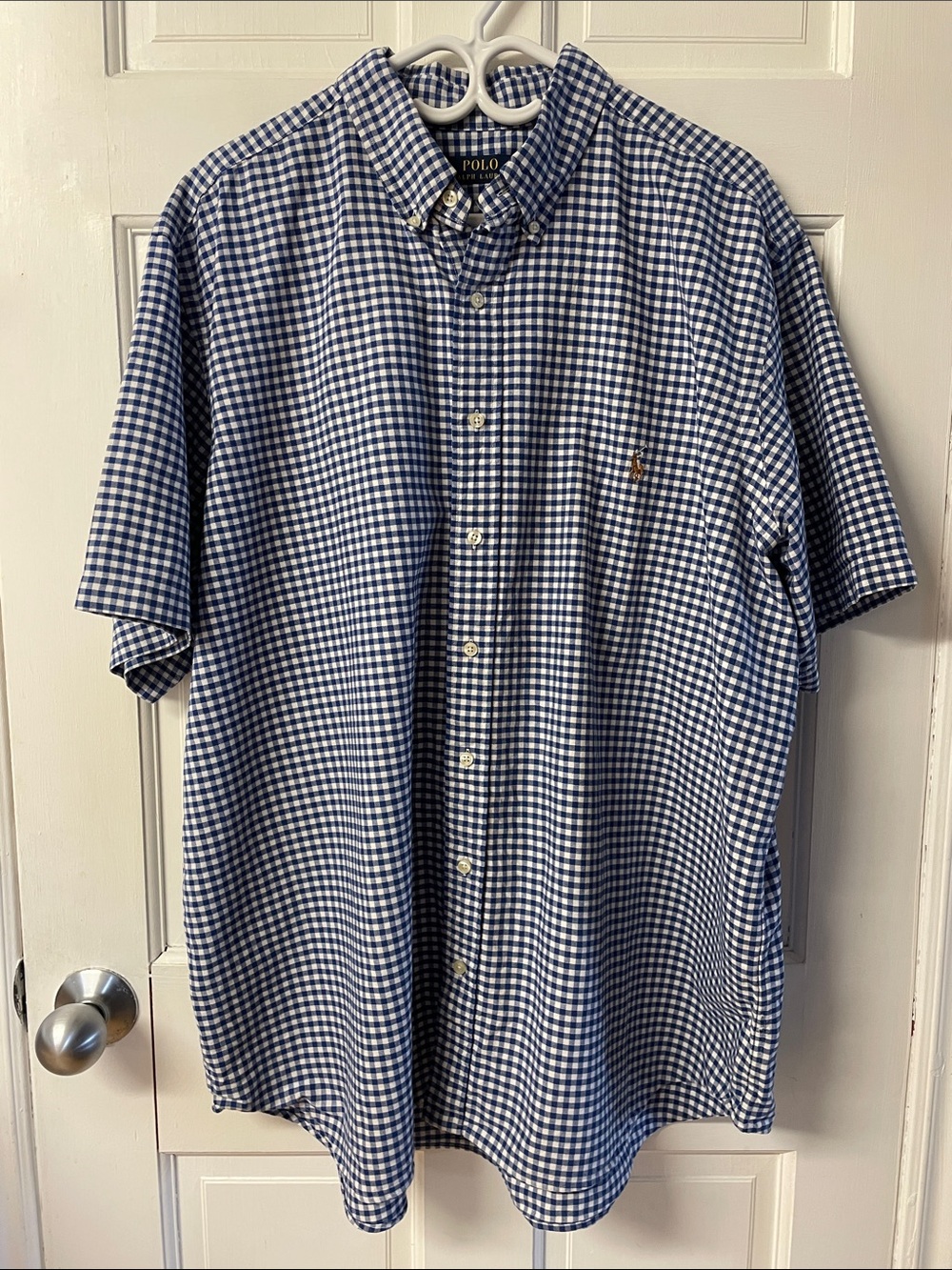 Polo Ralph Lauren gingham checkered short sleeve button up dress shirt men’s 2X